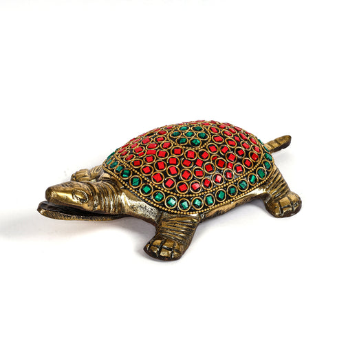 Antique Brass Tortoise - Vastu Kachua - Available in Red and Green