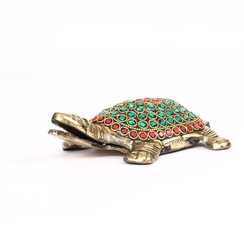 Antique Brass Tortoise - Vastu Kachua - Available in Red and Green