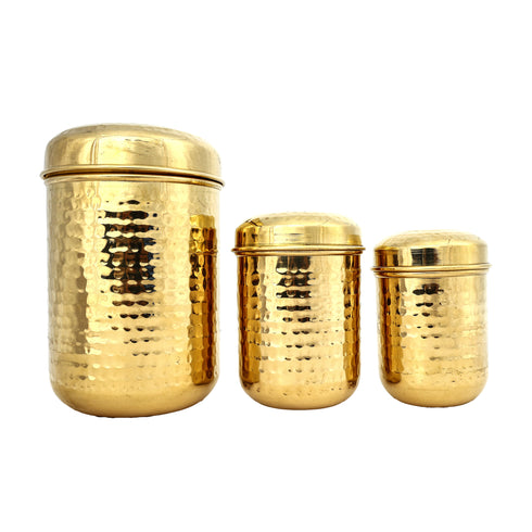 Brass Hammered jars for kitchen storage - Set of 3