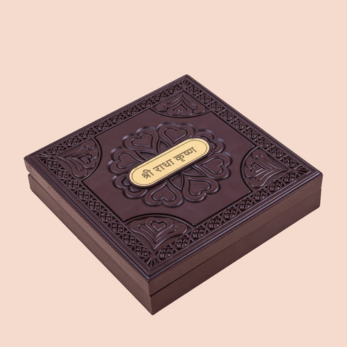 Radha Krishna Charan Paduka - Premium Pooja Box