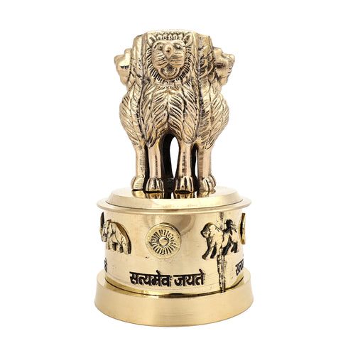 Antique Brass Ashok Stambh | Pillar Decorative Showpiece for Home, Office Desk