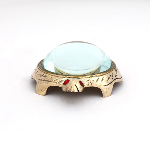 Small Glass Shell Brass Tortoise Figurine - Feng Shui Yantra