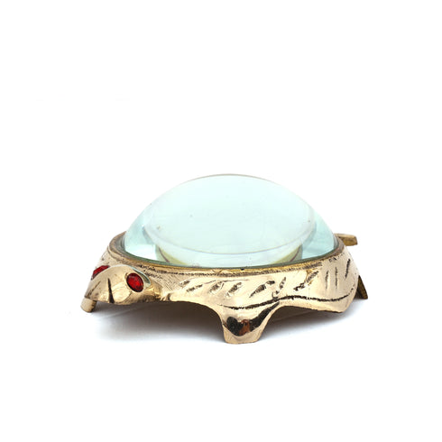 Brass Shree Yantra Tortoise with Glass Shell – Indian Vastu Decor