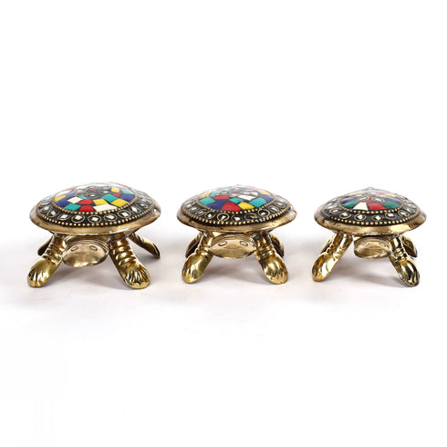 Wish-Fulfilling Brass Tortoise - Set of 3 with Hidden Compartment - Feng Shui Item