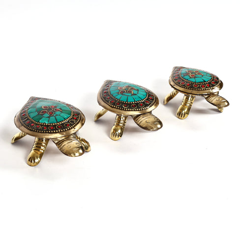 Brass Wish Tortoise with Hidden Compartment - Vastu Decor Set of 3
