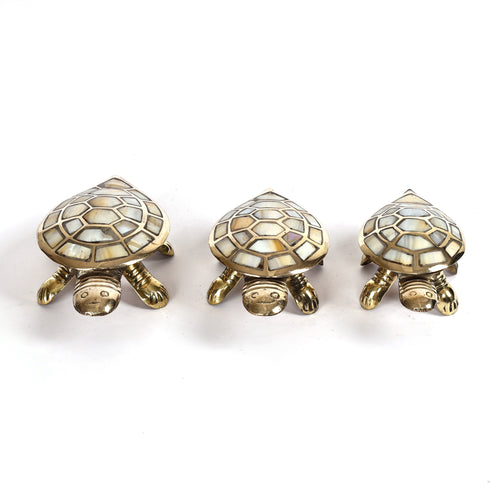 Feng Shui Brass Wish Tortoise Set of 3 with Secret Wish Compartment
