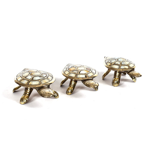 Feng Shui Brass Wish Tortoise Set of 3 with Secret Wish Compartment