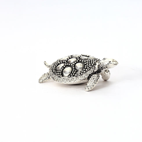 Handcrafted German Silver Turtle Decor - Traditional Indian Sculpture for Home & Gifting