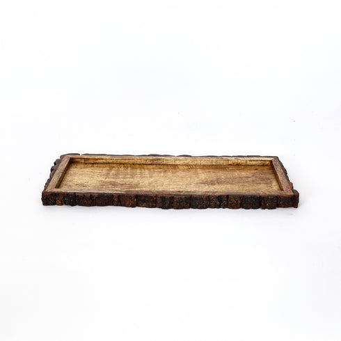 Handcrafted Rustic Wooden Serving Tray – Natural Bark Edge Decorative Platter
