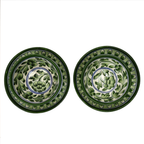 Handcrafted Blue Pottery Bowl & Plate Set – Exquisite Jaipur Art Tableware