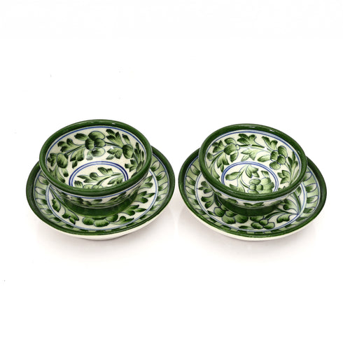 Handcrafted Blue Pottery Bowl & Plate Set – Exquisite Jaipur Art Tableware