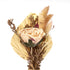 Rustic Dried Flower Bouquet in Amber Glass Bottle – Handcrafted Pampas & Palm Fan Arrangement for Boho Home Decor