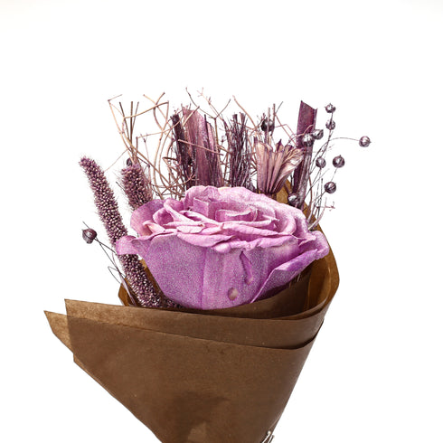 Mini Dried Flower Bouquet with Lavender Rose – 21.5g Lightweight Handmade Floral Decor for Gifting & Home Styling