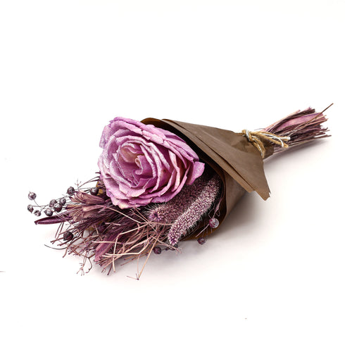 Mini Dried Flower Bouquet with Lavender Rose – 21.5g Lightweight Handmade Floral Decor for Gifting & Home Styling