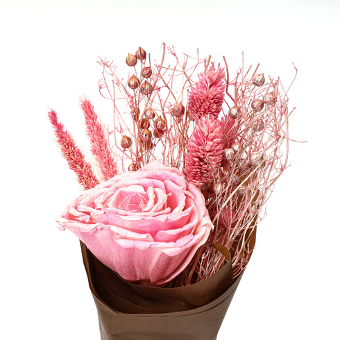 Mini Pink Rose Dried Flower Bouquet – 19g Lightweight Rustic Arrangement for Gift Hampers & Home Decor
