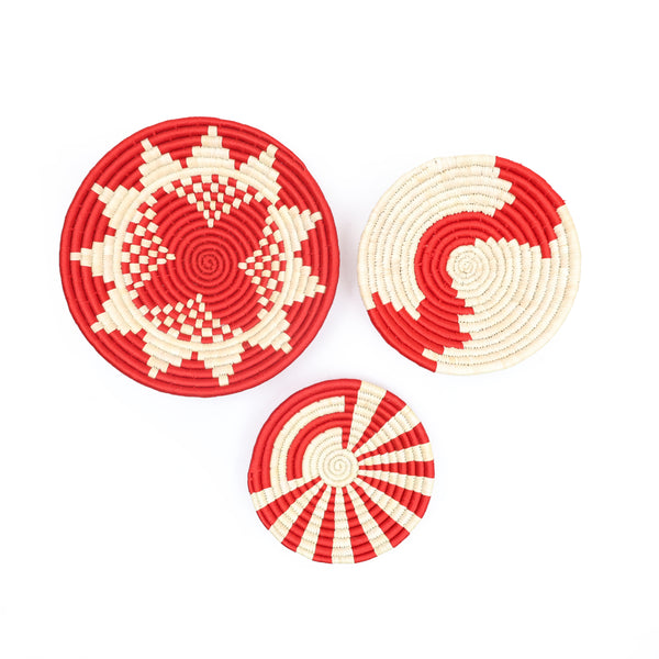 Handcrafted Sabai Grass Wall Art (Set of 3) – Orange Sustainable Wall Decor Product