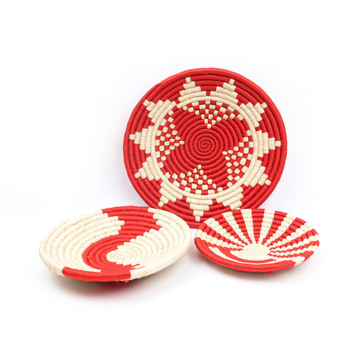 Handcrafted Sabai Grass Wall Art (Set of 3) – Orange Sustainable Wall Decor Product