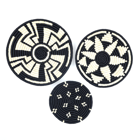 Handcrafted Sabai Grass Wall Art (Set of 3) – Black Sustainable Wall Decor Product