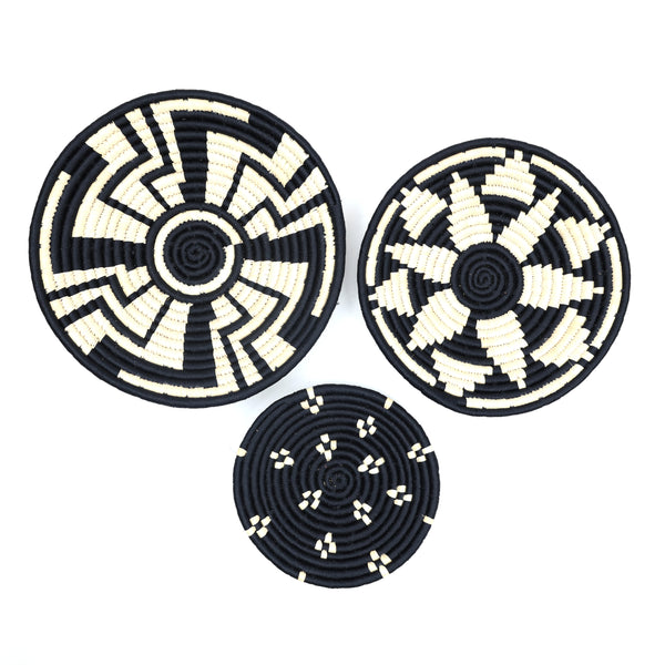 Handcrafted Sabai Grass Wall Art (Set of 3) – Black Sustainable Wall Decor Product