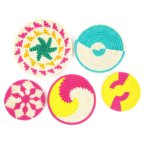 Handcrafted Sabai Grass Wall Decor Plate – Set of 5