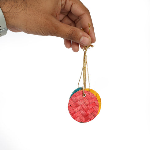 Multi Colour Circular Shaped Bamboo hanging ornament - Festive Decor Item