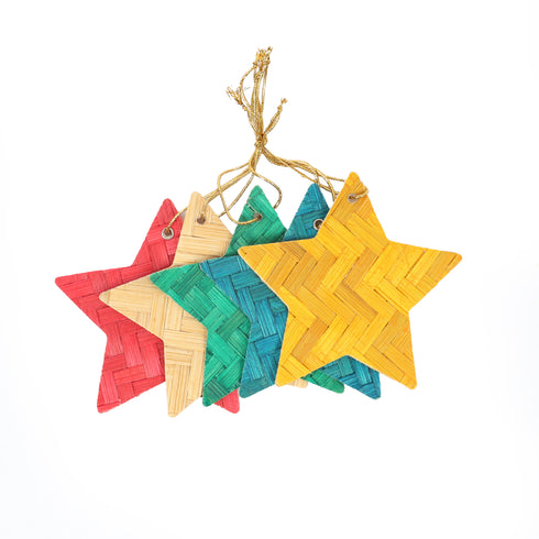 Multi Colour Star Shaped Bamboo hanging ornament - Festive Decor Item
