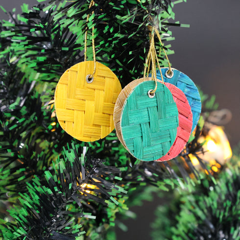 Multi Colour Circular Shaped Bamboo hanging ornament - Festive Decor Item