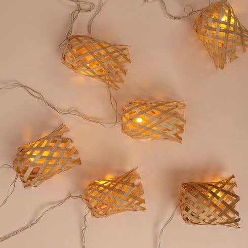 Beige Premium Handmade Bamboo String Fairy Light - Festive Decor Item