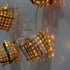 Beige Cube Shaped Premium Handmade Bamboo String Fairy Light - Festive Decor Item