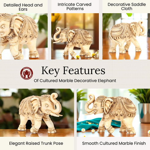 Intricately carved Cultured Marble Elephant