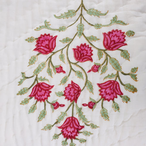 Ivory Blossom Mulmul Cotton Handmade Razai – Hand Block Print