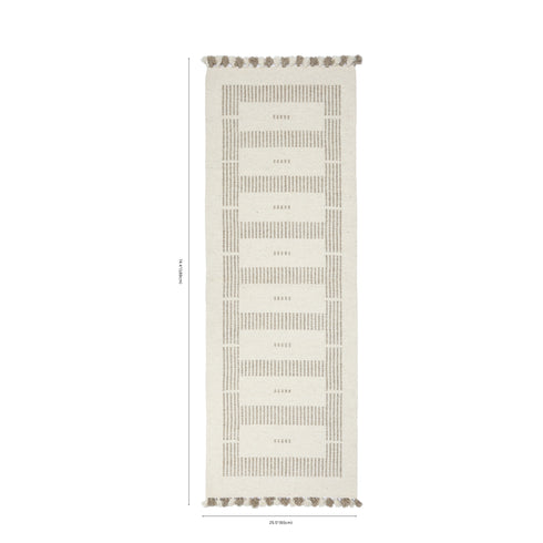 Ivory and Cream Handwoven Jawaja Durrie - Abstract Pattern
