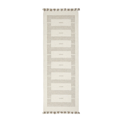 Ivory and Cream Handwoven Jawaja Durrie - Abstract Pattern