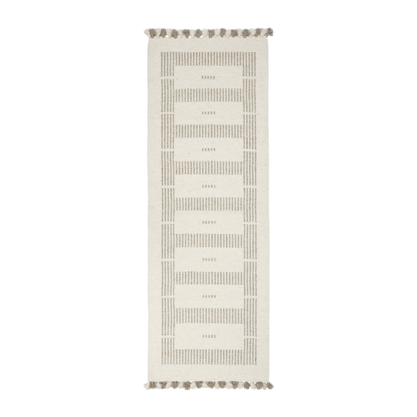 Ivory and Cream Handwoven Jawaja Durrie - Abstract Pattern