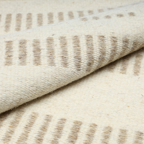 Ivory and Cream Handwoven Jawaja Durrie - Abstract Pattern