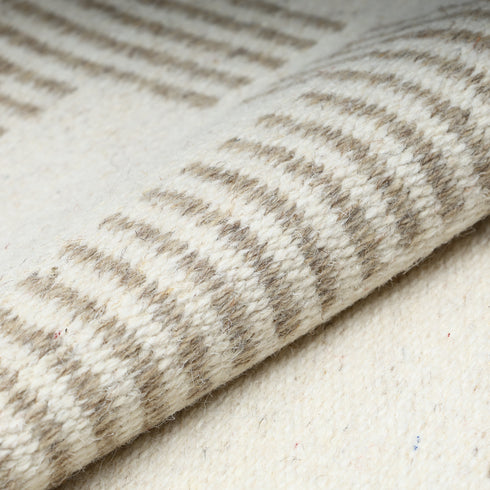 Ivory and Cream Handwoven Jawaja Durrie - Abstract Pattern