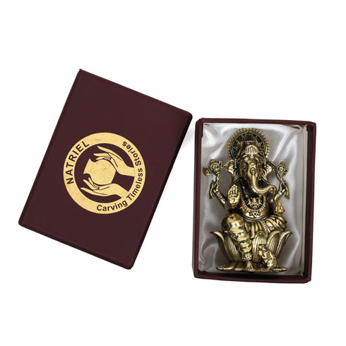 Large-sized Brass Ganesha idol on Lotus Pedestal