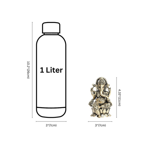 Large-sized Brass Ganesha idol on Lotus Pedestal - Antique finish