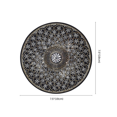 Large Bidri Art Decorative Plate - Silver & Gold inlay work