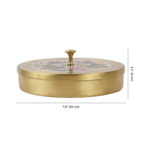 Large Twin Peacock Brass Spice Box