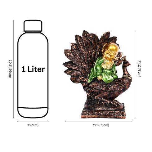 Laughing Buddha on a Peacock Showpiece for Home Décor