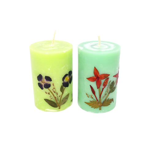 Lemongrass and Ylang Ylang Scented Eco-friendly Soy Wax Pillar Candles-Set of 2