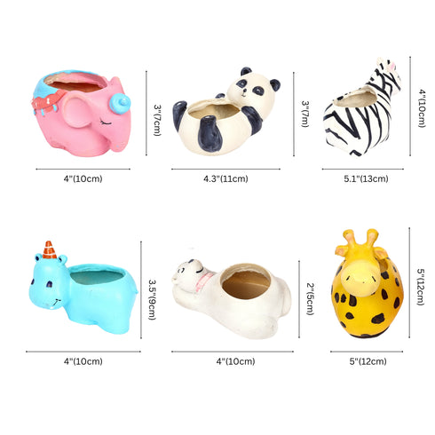 Little Animal Planters for Home Décor—Set of 6