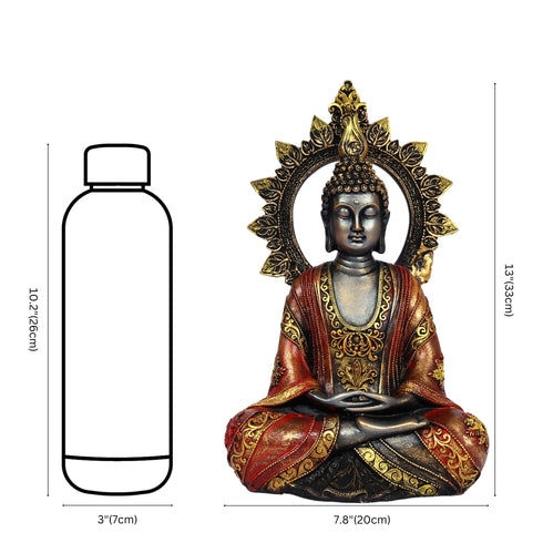 Lord Buddha Statue for Home Décor—Black and Golden (13”)