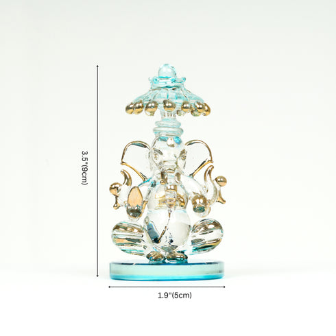 Lord Ganesha Glass Decorative Idol — Blue
