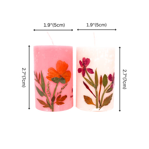 Lotus and Rose Scented Eco-friendly Soy Wax Pillar Candles-Set of 2