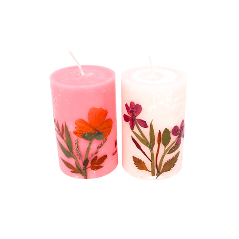 Lotus and Rose Scented Eco-friendly Soy Wax Pillar Candles-Set of 2