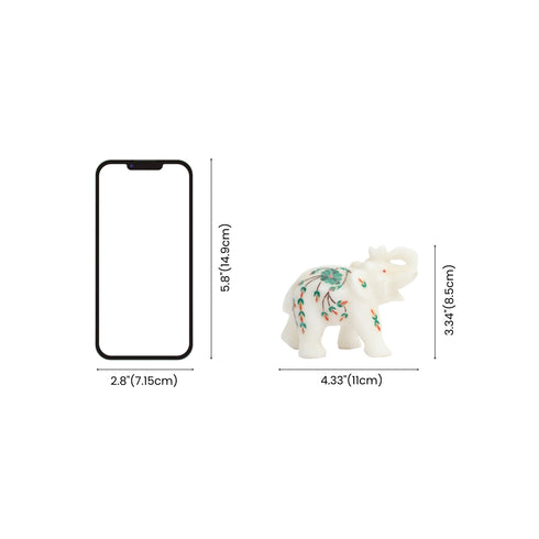 Marble Inlay Handcrafted Elephant (Green)