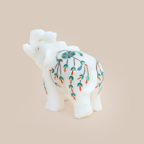 Marble Inlay Handcrafted Elephant (Green)