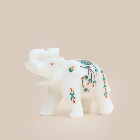 Marble Inlay Handcrafted Elephant (Green)